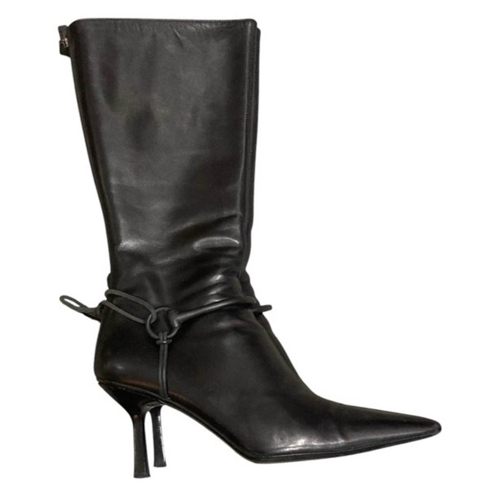 Vintage Gucci by Tom Ford Black Leather Horsebit Heel Boots